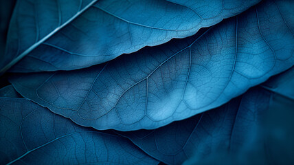 Close-up of Blue Botanical Leaf Patterns