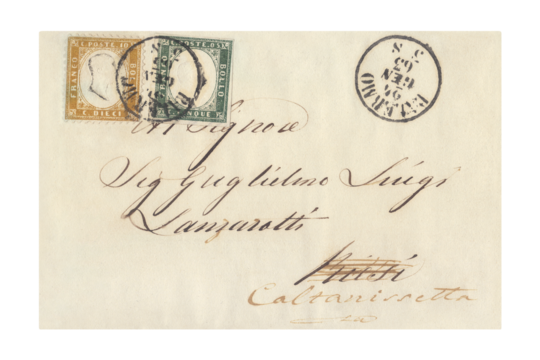 Vintage envelope png with postmark and stamp