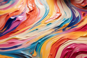 Captivating abstract art featuring a vibrant swirl of colors at its heart, surrounded by soft brush...