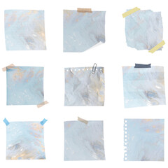 Notepad png with blue watercolor background set