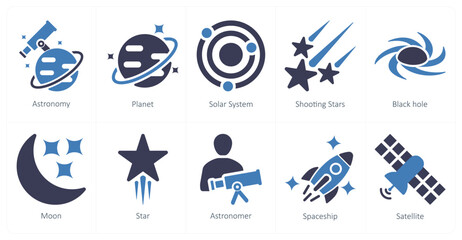 A set of 10 astronomy icons as astronomy, planet, solar system - obrazy, fototapety, plakaty