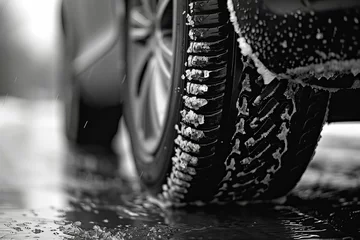 Fotobehang Car tires macro shot © Sandu