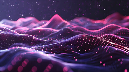 Abstract digital background. Space filled with polygons and dots. 3D wave