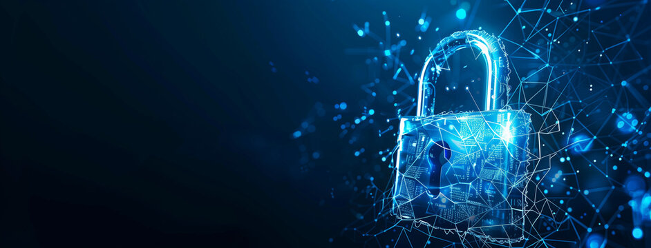 optics background with lots spots, Digital padlock for computing system on dark blue background, cyber security, Digital padlock for quantum computing system, cyber security technology, Ai