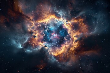 Stunning Star Illuminating the Night Sky, Beautiful transformation of a supergiant star into a nebula, AI Generated