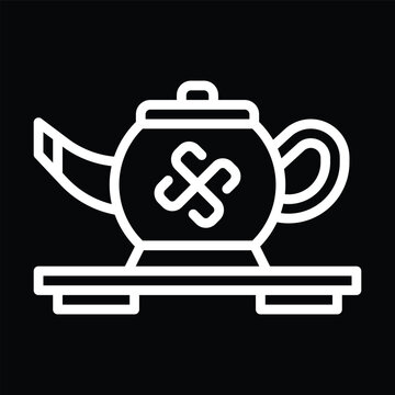 chinese teapot icon outline design