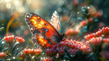 A butterfly is sitting on a flower
