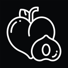 chinese fruit icon outline design