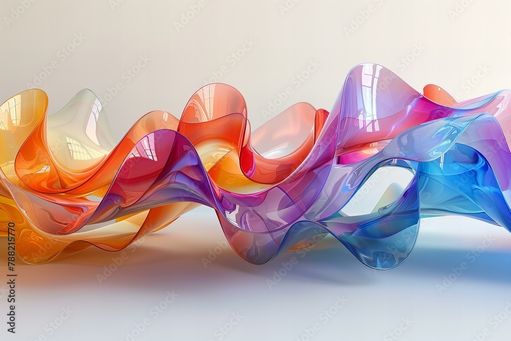 Poster Waves from different colors, abstract background