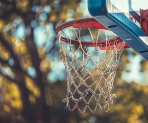 Basketball Swooshing Through the Net