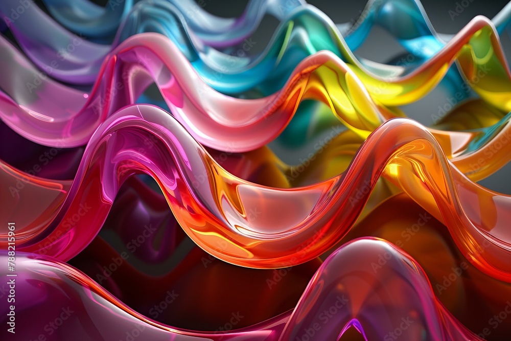 Wall mural Waves from different colors, abstract background