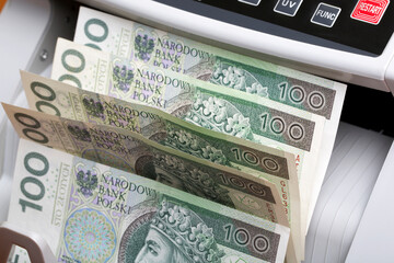 Polish money in a counting machine