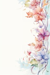 Elegant floral frame in pastel watercolors, high detail closeup ,  high resolution