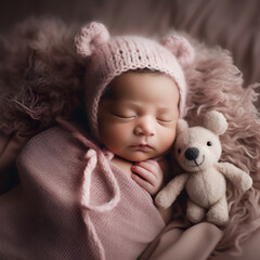 cute sleepy newborn baby girl