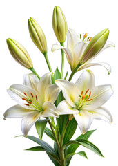 bouquet of white lilies isolated