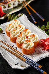 Philadelphia Roll with Roe - Exquisite Sushi on Elegant Plate