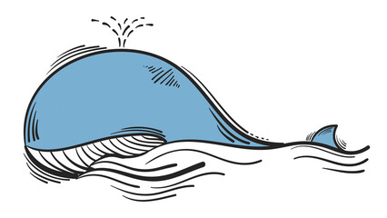 Png whale cartoon doodle hand drawn sticker