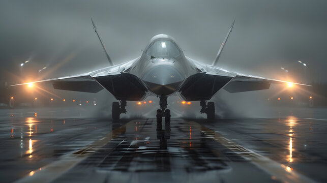 A 5th generation fighter plane of the Israeli Air Force on ground display at Hatzerim Air Force Base at sunset
