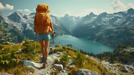 Mountain Explorer: Energetic Woman Embracing Adventure - 788220377