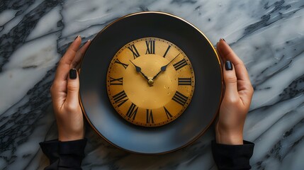 A Balanced Morning: Intermittent Fasting Clock and Healthy Plate - 788220924