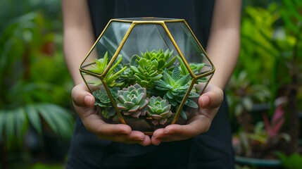 Miniature Delight: Female Gardener's DIY Glass Terrarium Creations - 788220967