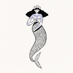 Fototapeta premium mermaid sketch