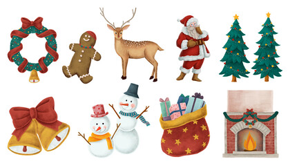 Christmas vibe festive holiday png sticker hand drawn set