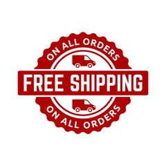 Free delivery shipping icon, home express deliver service vector label with fast car truck.