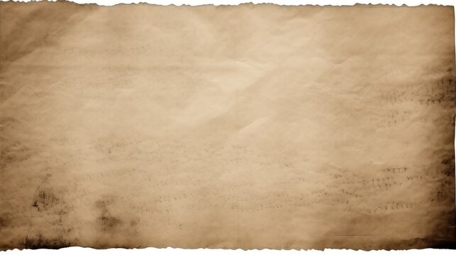 Sheet of aged paper stained with black ink, background, copy space.