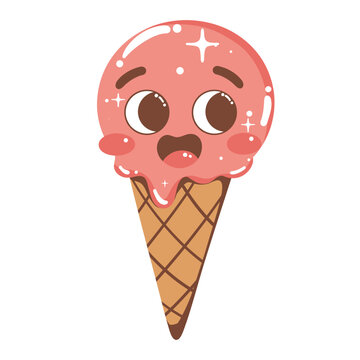 Ice cream cone cute cartoon illustration