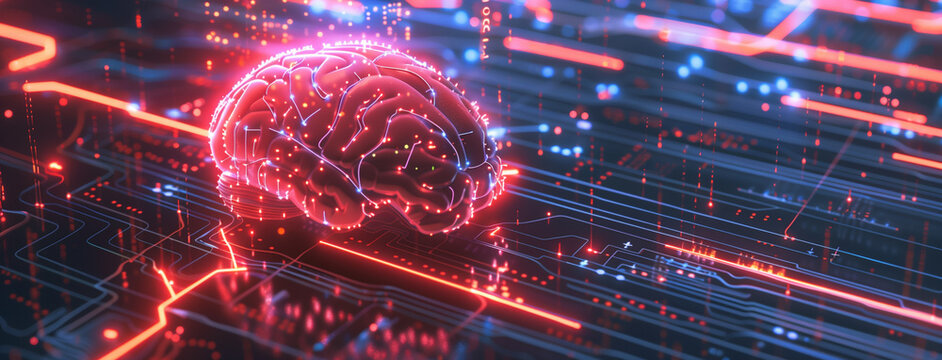 binary code, world map, Electronic cyber brain in a quantum computing system, technology, biotechnology and machine learning concept, Neural circuit and electronic cyber brain in a quantum, Ai