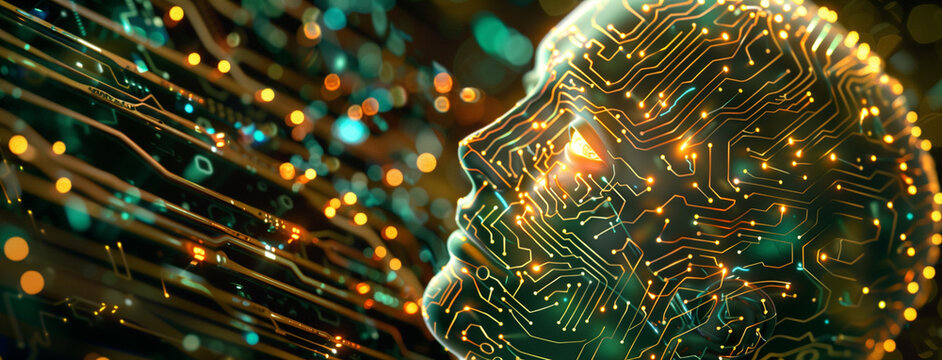 world map, Electronic cyber brain in a quantum computing system, technology, biotechnology and machine learning concept, Neural circuit and electronic cyber brain in a quantum computing system. Ai - Powered by Adobe