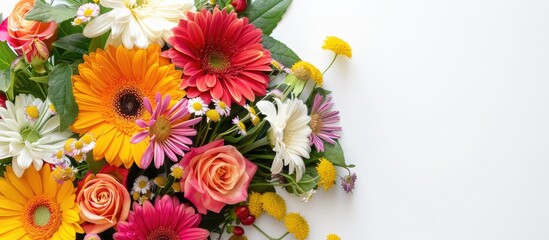 Arrangement of flowers with space for a message.