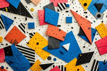 Vibrant Geometric Shapes Background on Colorful Rock Climbing Wall with Various Shapes, Free from Copyright Photo