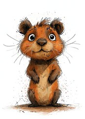 Busy Beaver. Charming Watercolor Print for Wildlife Enthusiasts