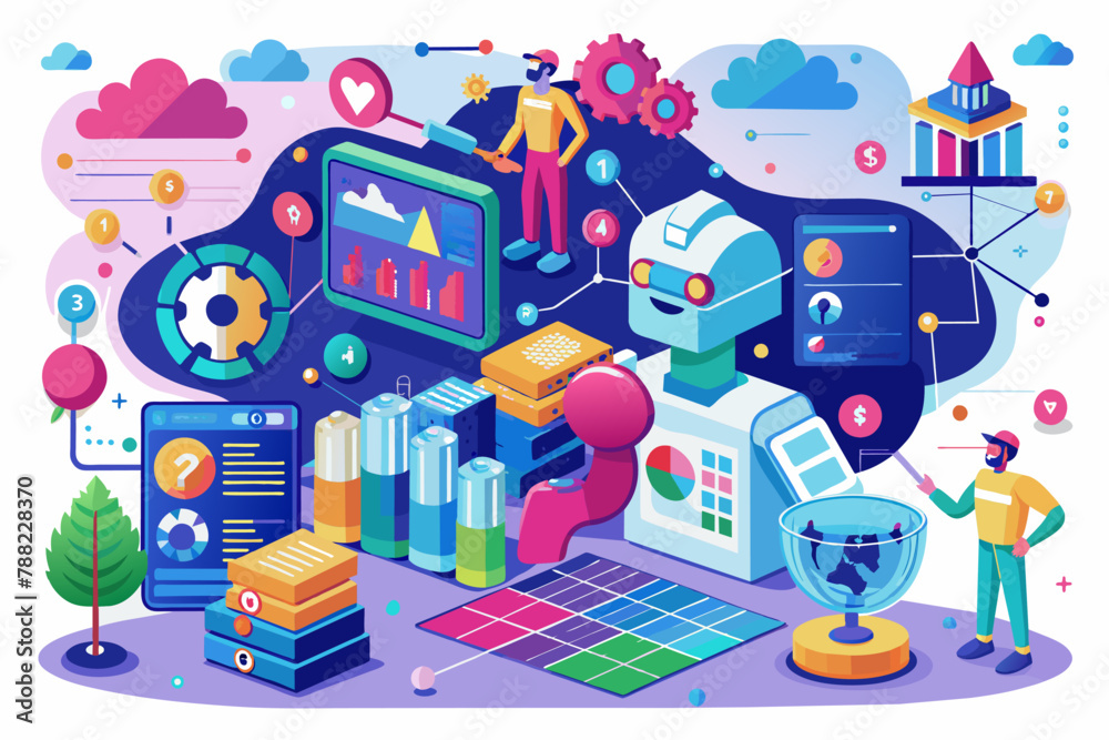 Poster advanced ai algorithms analyzing big data for insights infograph