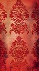 Beautiful Red Damask Pattern with Gradient Effect