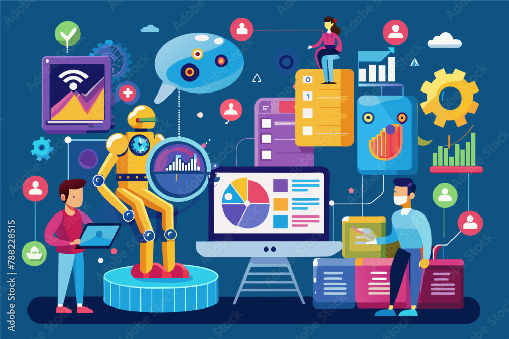 Poster advanced ai algorithms analyzing big data for insights infograph