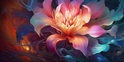 A fantastical flower with biomorphic forms, its a petals resembling organic, flowing shapes inspired by nature - obrazy, fototapety, plakaty