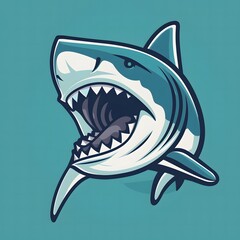 Fierce Shark Logo on Blue Background