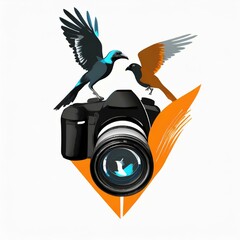 ptaki aparat fotograficzny grafika - obrazy, fototapety, plakaty