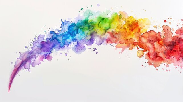 Artistic watercolor splash resembling a rainbow.