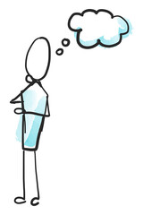 PNG man thinking, blank think bubble cartoon doodle