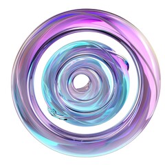 A captivating sculpture resembling a swirl, with a glossy holographic finish