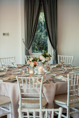 The elegant wedding table ready for guests.