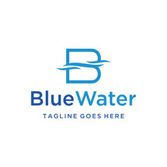 Initial Letter B with Water Waves For Business Brand Inspiration Logo Design © improvee design