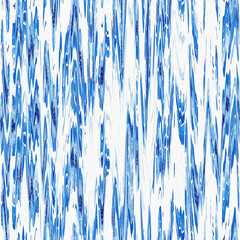 Indigo ikat dye stripe marled seamless pattern. Asian style wavy distort weave print in modern blue white. - 788236311