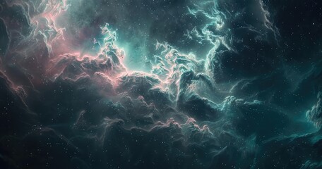 Fototapeta na wymiar Interstellar Cloudscape in Pink and Turquoise 