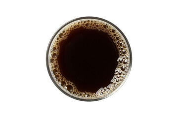 top view, hot coffee cup with black coffee isolated on background with clipping path.