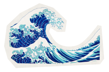 Png Great Wave off Kanagawa sticker, Katsushika Hokusai's painting, rough cut paper effect, transparent background